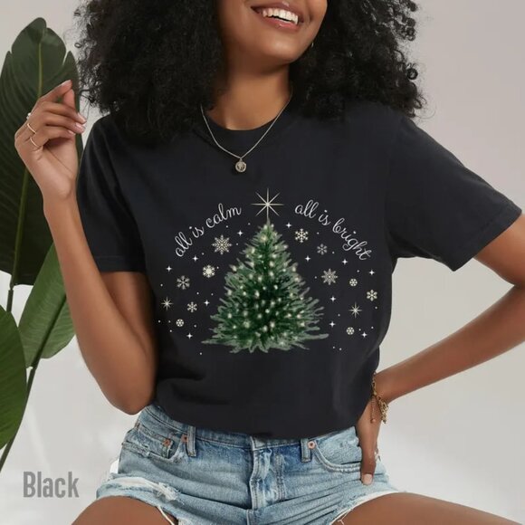 Tops - Christmas Tree Shirt, Cute Christmas Shirt, Bright Christmas Shirt